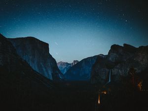 Preview wallpaper mountains, starry sky, night, peaks