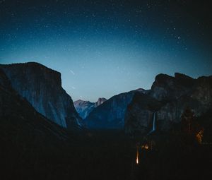 Preview wallpaper mountains, starry sky, night, peaks