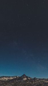 Preview wallpaper mountains, starry sky, night, stars, peak, snowy