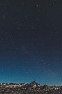 Preview wallpaper mountains, starry sky, night, stars, peak, snowy