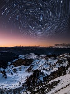 Preview wallpaper mountains, starry sky, night, peak, dolomites, italy