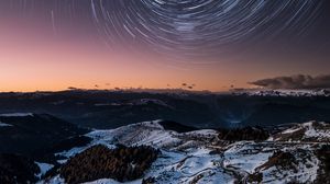 Preview wallpaper mountains, starry sky, night, peak, dolomites, italy