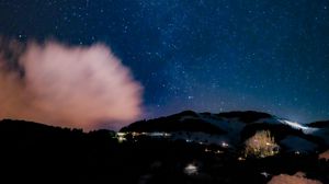 Preview wallpaper mountains, starry sky, night, landscape, dark