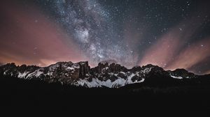 Preview wallpaper mountains, starry sky, night, dark