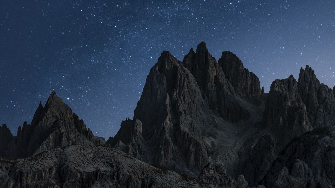 Wallpaper mountains, starry sky, night, nature