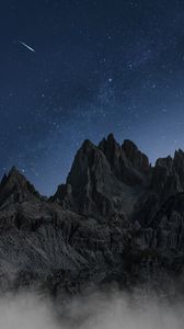 Preview wallpaper mountains, starry sky, night, nature