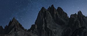 Preview wallpaper mountains, starry sky, night, nature