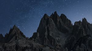 Preview wallpaper mountains, starry sky, night, nature