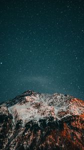 Preview wallpaper mountains, starry sky, peaks, snow, night