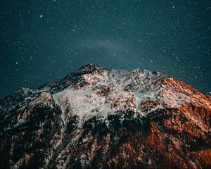 Preview wallpaper mountains, starry sky, peaks, snow, night