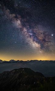 Preview wallpaper mountains, starry sky, rocks, space