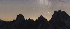 Preview wallpaper mountains, starry sky, stars, night, dark