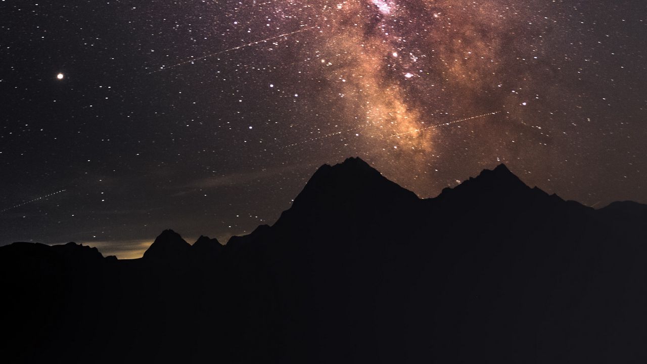 Wallpaper mountains, starry sky, stars, night, nature, dark