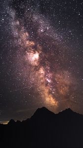 Preview wallpaper mountains, starry sky, stars, night, nature, dark