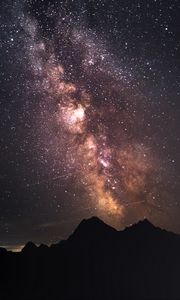 Preview wallpaper mountains, starry sky, stars, night, nature, dark