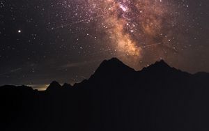Preview wallpaper mountains, starry sky, stars, night, nature, dark