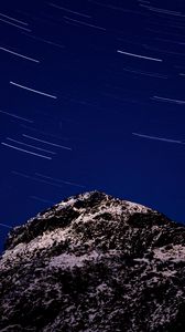 Preview wallpaper mountains, stars, night, rotation, long exposure