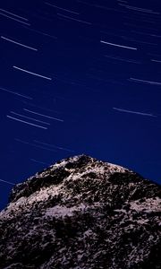 Preview wallpaper mountains, stars, night, rotation, long exposure