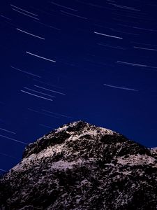 Preview wallpaper mountains, stars, night, rotation, long exposure