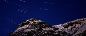 Preview wallpaper mountains, stars, night, rotation, long exposure