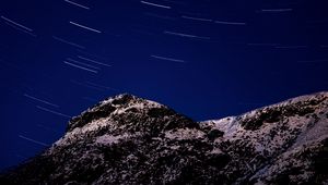 Preview wallpaper mountains, stars, night, rotation, long exposure