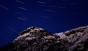 Preview wallpaper mountains, stars, night, rotation, long exposure