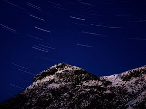 Preview wallpaper mountains, stars, night, rotation, long exposure