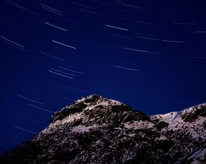 Preview wallpaper mountains, stars, night, rotation, long exposure