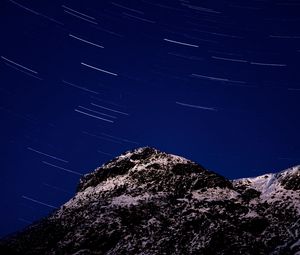 Preview wallpaper mountains, stars, night, rotation, long exposure