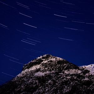 Preview wallpaper mountains, stars, night, rotation, long exposure