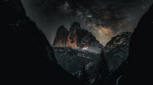 Preview wallpaper mountains, stars, night, landscape, dark