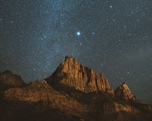 Preview wallpaper mountains, stars, starry sky, night, sky