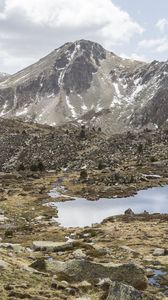 Preview wallpaper mountains, stones, lake, nature, relief