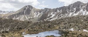 Preview wallpaper mountains, stones, lake, nature, relief