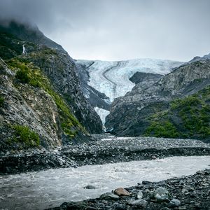 Preview wallpaper mountains, stones, relief, landscape, river