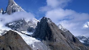 Preview wallpaper mountains, stones, sharp, gray, white, blue