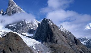 Preview wallpaper mountains, stones, sharp, gray, white, blue