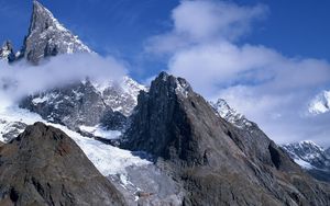 Preview wallpaper mountains, stones, sharp, gray, white, blue