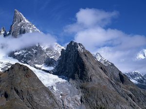 Preview wallpaper mountains, stones, sharp, gray, white, blue