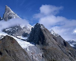 Preview wallpaper mountains, stones, sharp, gray, white, blue