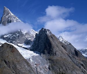 Preview wallpaper mountains, stones, sharp, gray, white, blue