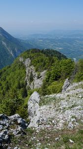 Preview wallpaper mountains, stones, trees, landscape, view