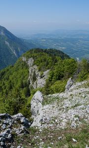 Preview wallpaper mountains, stones, trees, landscape, view