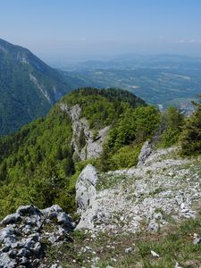 Preview wallpaper mountains, stones, trees, landscape, view