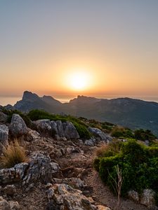 Preview wallpaper mountains, stones, view, sea, landscape