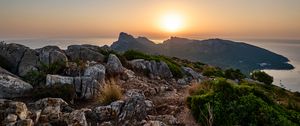 Preview wallpaper mountains, stones, view, sea, landscape