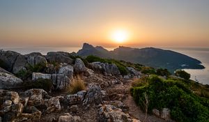 Preview wallpaper mountains, stones, view, sea, landscape