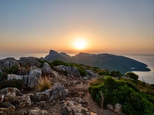 Preview wallpaper mountains, stones, view, sea, landscape