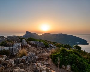 Preview wallpaper mountains, stones, view, sea, landscape