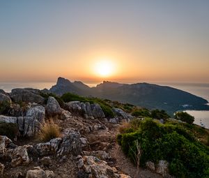 Preview wallpaper mountains, stones, view, sea, landscape